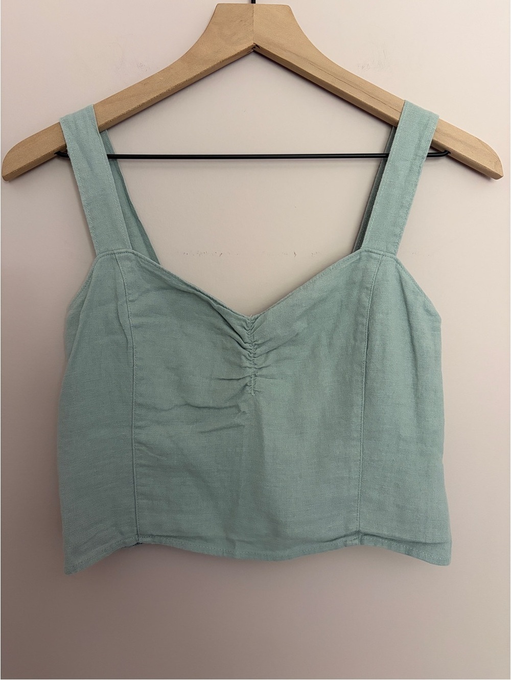 Abercrombie & Fitch Mint Ruched Sweetheart Crop Top Medium